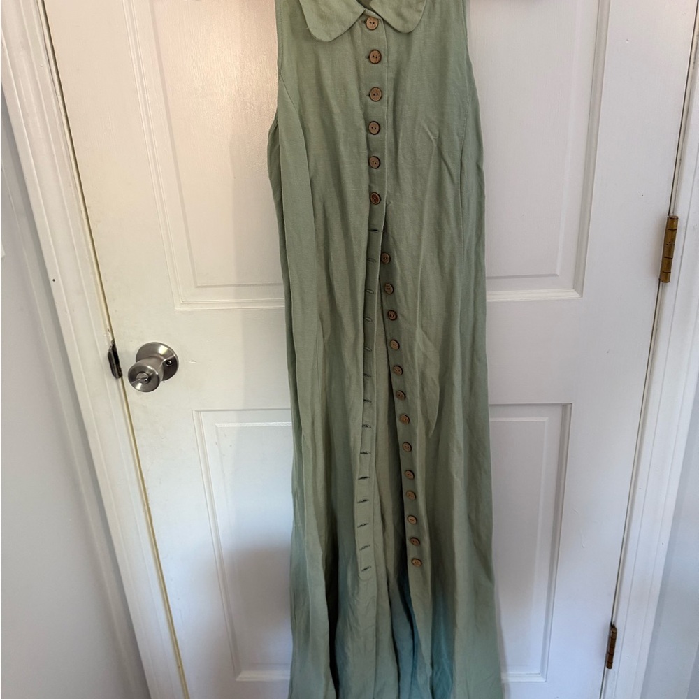 Mango Light Green Maxi Dress with Buttons